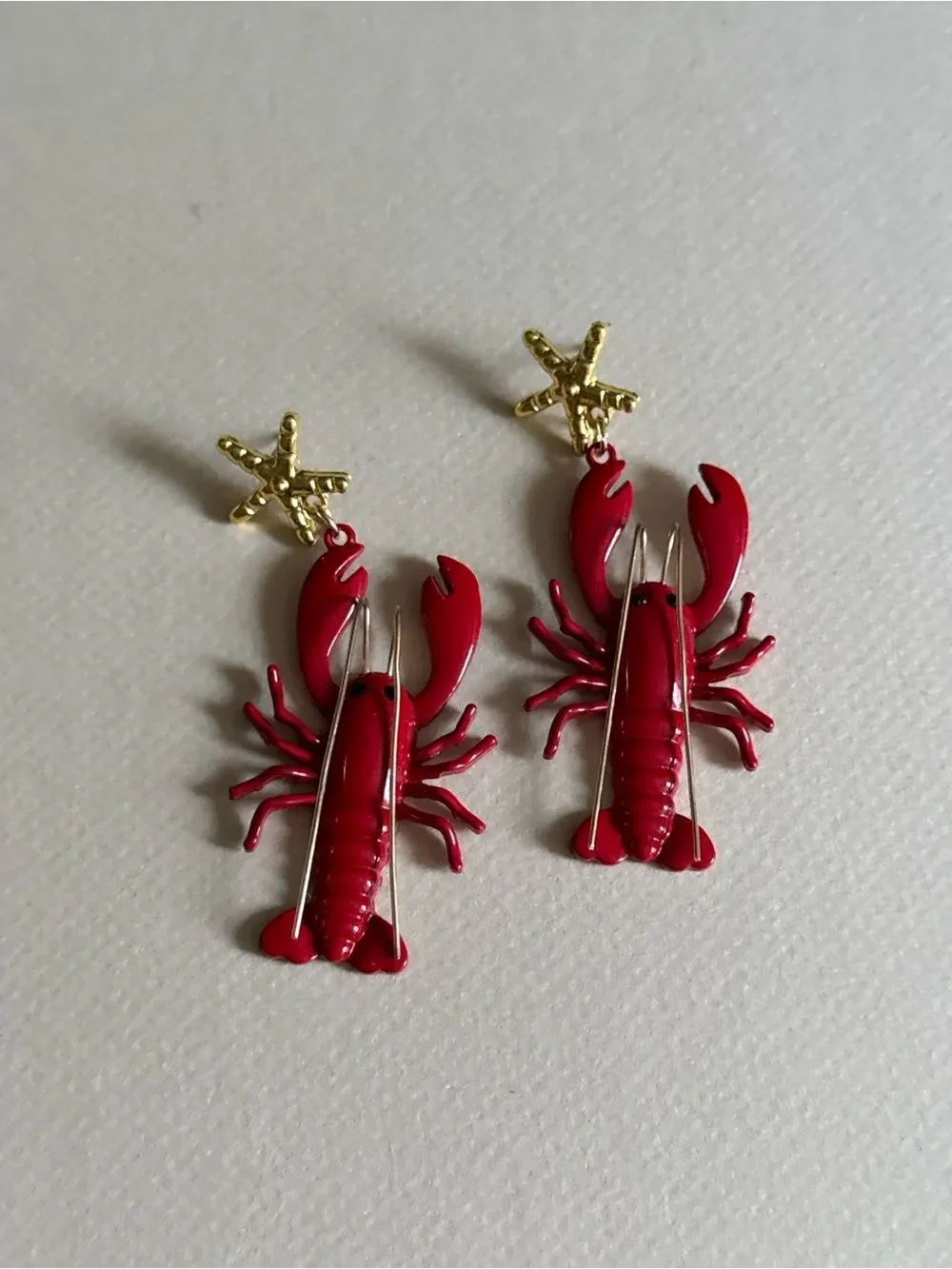 Red Lobster Drop Earrings #2692